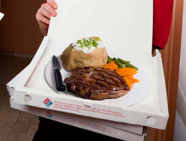 Image for article titled Domino’s Surprises Customer With Nice Steak Dinner