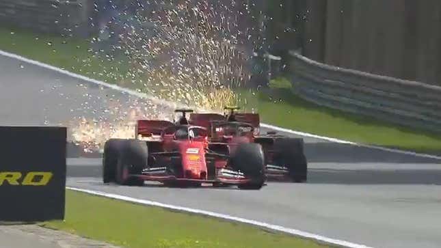 Image for article titled Sebastian Vettel Has Choice Words For Teammate As Both Ferraris Wreck At Brazil