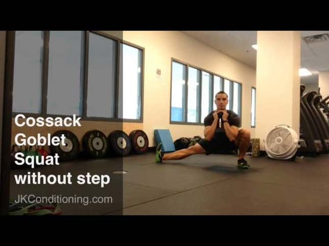Cossack Goblet Squats Challenge Your Hip Muscles and Your Balance<em></em>