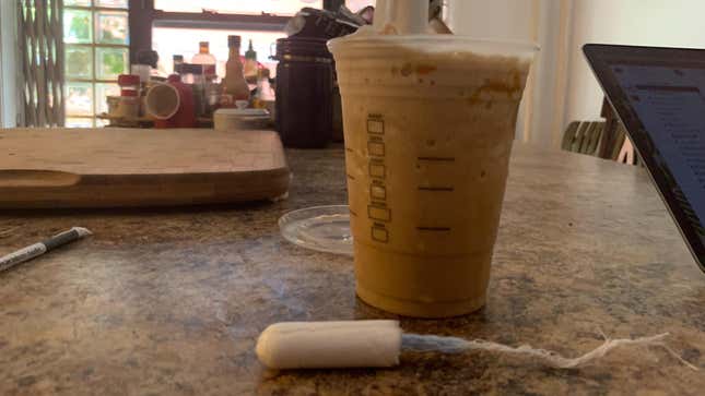 Image for article titled Is This a Tampon in a Frappuccino or Nah?