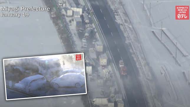 Image for article titled Blizzard Causes Colossal 134-Car Wreck In Japan