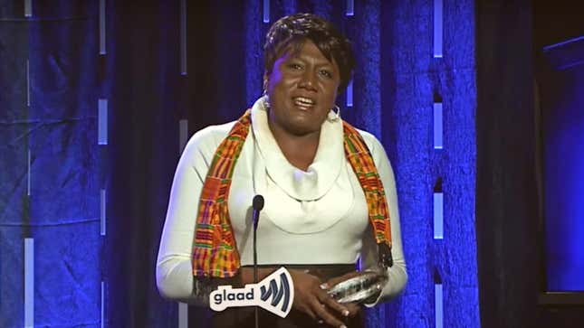 TransGriot Monica Roberts accepted a Special Recognition  GLAAD Media Award in 2016.