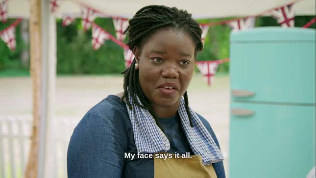 Hermine saying, "My face says it all"