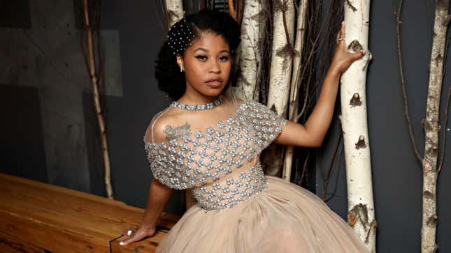 Dominique Fishback gets ready for the 2021 Critics Choice Awards on March 07, 2021, in the Brooklyn borough of New York City.