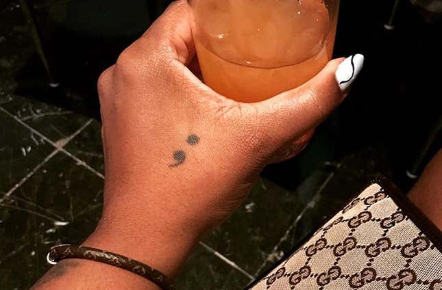Rat-Tattoo-Ee - Small semicolon neck tattoo from this afternoon: the  semicolon symbolises the overcoming of depression, addiction or suicidal  thoughts. Project Semicolon explains that 