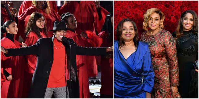 Ne-Yo performs onstage at the 87th Annual Rockefeller Center Christmas Tree Lighting on Dec. 04, 2019, in New York City; Elbernita “Twinkie” Clark, left, Dorinda Clark-Cole and Karen Clark Sheard of The Clark Sisters attend Tyler Perry Studios grand opening on Oct. 05, 2019, in Atlanta, Ga. 