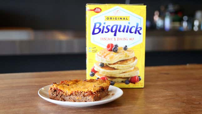 Casserole next to Bisquick box