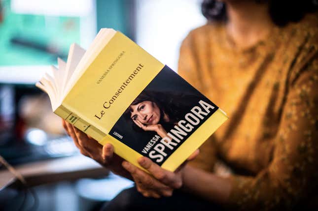 A copy of Le Consentement, which details French writer Gabriel Matzneff’s alleged abuse.