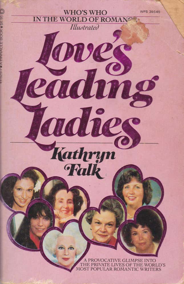A 1982 guide to romance authors by Romantic Times founder Kathryn Falk, including a white-haired Barbara Cartland.