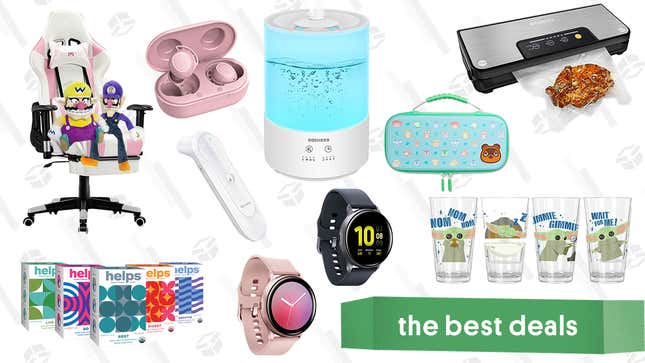 Image for article titled Friday&#39;s Best Deals: Mpow M30 Earbuds, Food Saver Vacuum Sealer Kit, Samsung Galaxy Active2 Smartwatches, Baby Yoda Pint Glasses, Wario &amp; Waluigi Plush Buddies, Massage Gaming Chair, Humidifiers, Organic Teas, and More