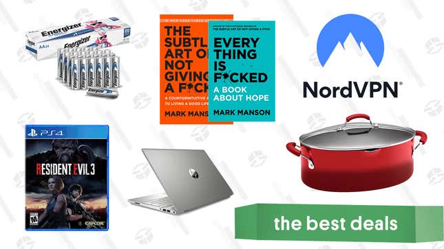 Image for article titled Tuesday&#39;s Best Deals: NordVPN, Resident Evil 3, Rachael Ray Stock Pot, HP 15&quot; Pavilion Laptop, and More