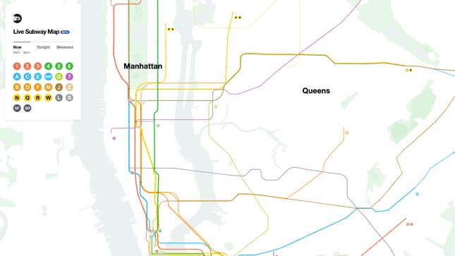 Image for article titled New York&#39;s MTA Map Rides Into the Future With Real-Time-ish Updates