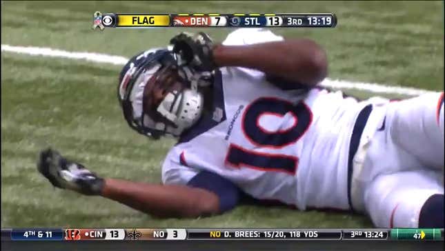Emmanuel Sanders Leaves Game After Brutal Hit From Rodney McLeod