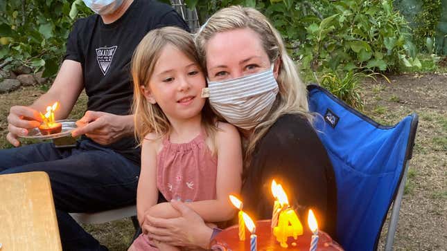 Rebecca celebrating Willa’s birthday.