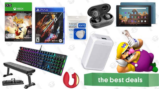 Image for article titled Friday&#39;s Best Deals: Fire HD 10 Tablet, Mpow Earbuds, It Takes Two, Monster Hunter Rise, Finer Form Workout Bench, Bellesa Boutique Sale, and More