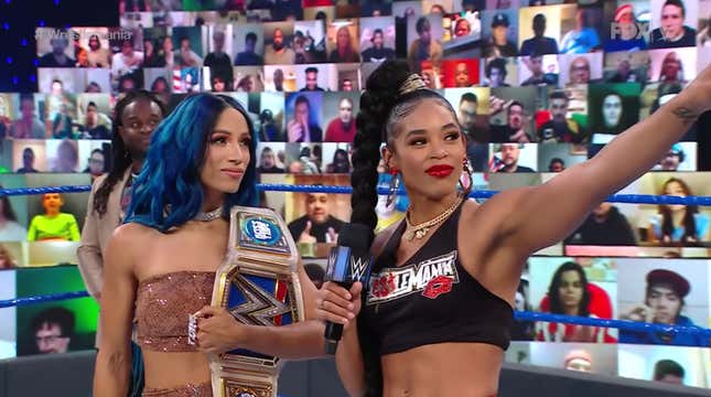 WWE superstars Sasha Banks (L) and Bianca Belair.