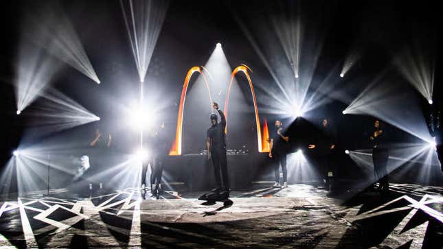 Stormzy performs on stage during McDonald's I'm Lovin' It Live at The Printworks in London, Nov. 2020