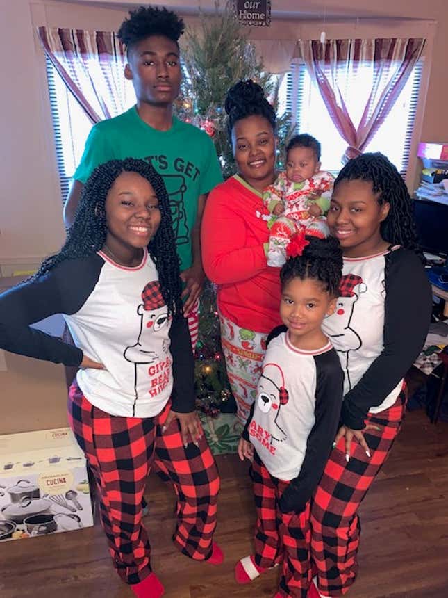 Tiara Moore with her children last Christmas.