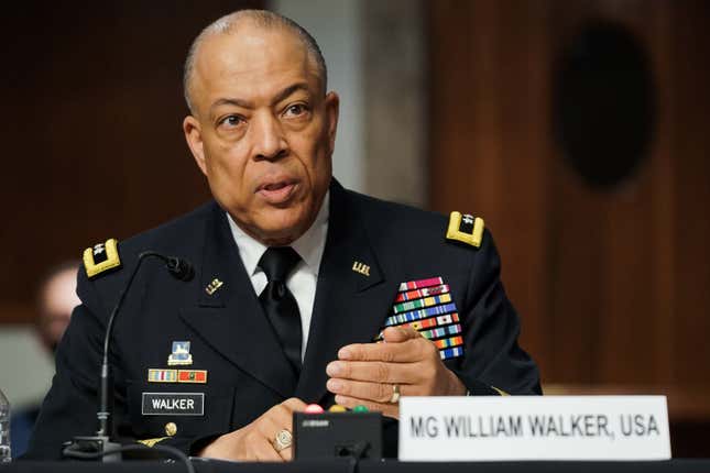 Army Maj. Gen. William Walker, Commanding General of the District of Columbia National Guard, answers questions during a Senate Homeland Security and Governmental Affairs &amp; Senate Rules and Administration joint hearing on March 3, 2021, to discuss the January 6th attack on the US Capitol.