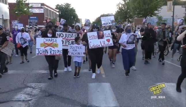 Protesters demand justice for Calvin Horton Jr. who was fatally shot by a pawn shop owner in Minneapolis during George Floyd protest two days after Floyd’s death.