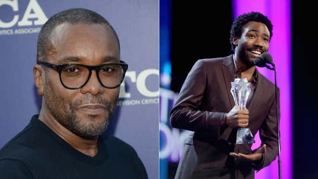 Images via Getty. Right: Donald Glover accepts a Critic’s Choice Award for his hit show Atlanta