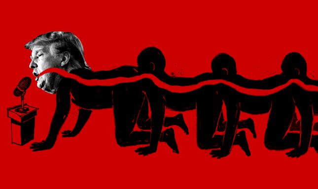 Image for article titled The Media Is Locked in a Disgusting Human Centipede with Donald Trump