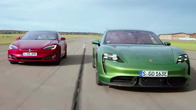 Image for article titled Here&#39;s How The Porsche Taycan Did Against The Quickest Tesla Model S [Updated]