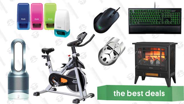Image for article titled Saturday&#39;s Best Deals: Razer Accessories, Dyson Hot + Cool Air Purifier, Indoor Electric Fireplace, Yosuda Stationary Bike, Identity Guard Rolling Stamps, and More