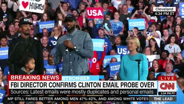 LeBron James, J.R. Smith Encourage Ohio Crowd To Get Out The Vote At Hillary Clinton Rally<em></em>