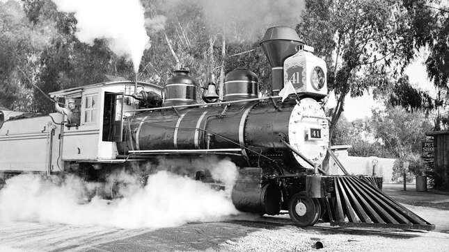 Old Engine 41, famous in the days of the old West in the late 19th century, is fired up and ready to start its first run in many years, January 14, 1952.