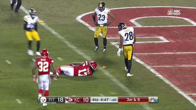 Chris Conley Gets Blasted In The Head, Only Misses One Play