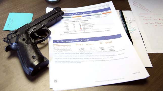 Image for article titled Financial Advisor Recommends Keeping One Bullet In Chamber Just In Case
