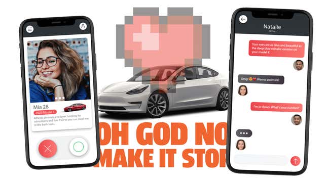 Image for article titled Someone Is Planning A Tesla Dating App For You Weirdos Who Can&#39;t Get Off Unless You&#39;re Staring At A Picture Of Elon