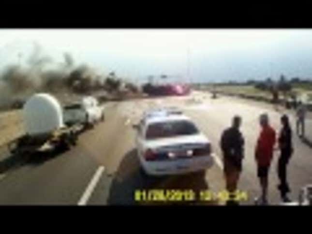 Watch As A Hero Trucker Saves Family From Crash, Explosion, Inferno
