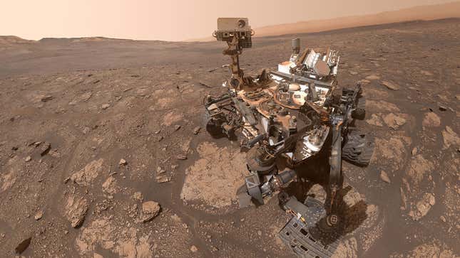 The Curiosity selfie was stitched together from 59 individual images. 