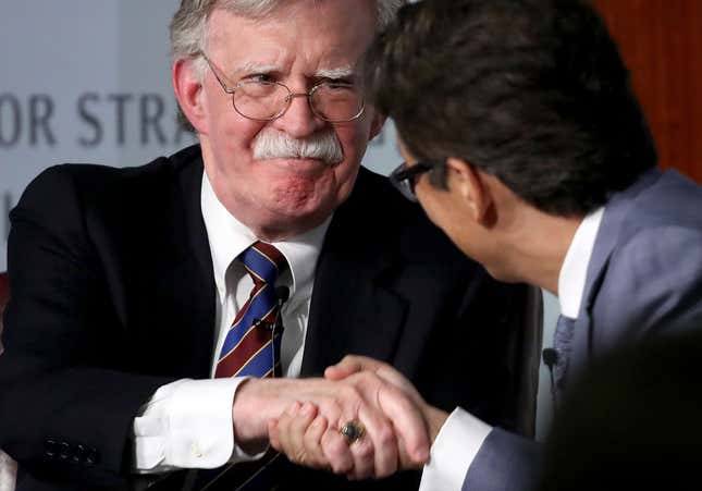 U.S. National Security Advisor John Bolton (L), Sept. 30, 2019 in Washington, D.C. 