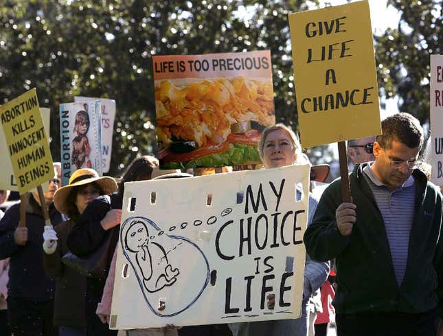 Image for article titled Pro-Life Demonstrator Clearly Using Image Of Subway Chicken Enchilada Melt On Anti-Abortion Poster