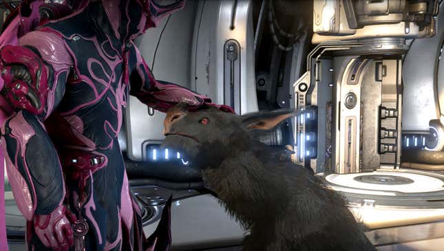 Image for article titled Warframe Guilts Me Into Playing By Making My Dog Hate Me, And I Don&#39;t Love It