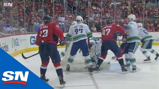 Jakub Vrana Nefariously Dinged It Off The Goalie's Back For A Goal
