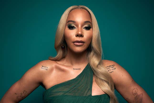 Munroe Bergdorf poses in the GAY TIMES Honours 500 studio at Magazine London on November 21, 2019, in London, England.