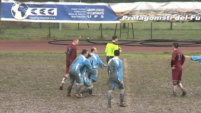 Angry Soccer Man Tries To Assault Referee, Fails Miserably