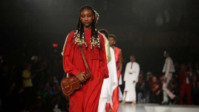 Models walk at the Pyer Moss Runway during New York Fashion Week on September 8, 2019.