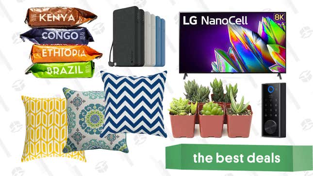 Image for article titled Monday&#39;s Best Deals: Free Atlas Coffee, LG 8K TV, Wayfair Accent Pillows, Succulents, Mophie Power Banks, and More