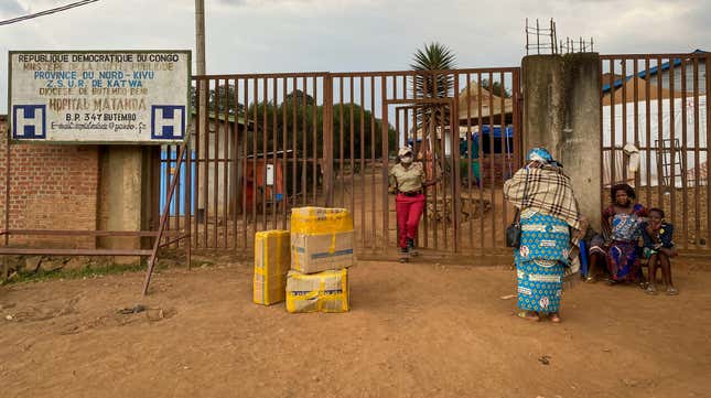 The gates of the Matanda Hospital in Butembo, found in the North Kivu province of the DRC. The hospital is where the first case of a new Ebola outbreak in the country died earlier this month. 