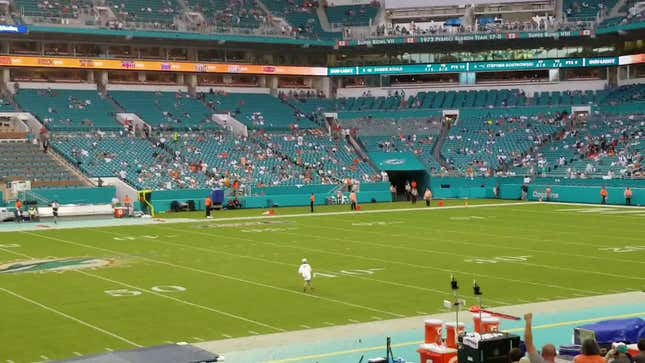 Tiny Child On Field Can't Stand Titans-Dolphins Weather Delay