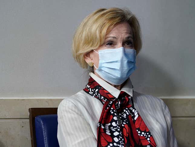 White House coronavirus task force coordinator Dr. Deborah Birx listens to U.S. President Donald Trump speak during a news conference about his administration’s response to the ongoing coronavirus pandemic at the White House on July 23, 2020 in Washington, DC.