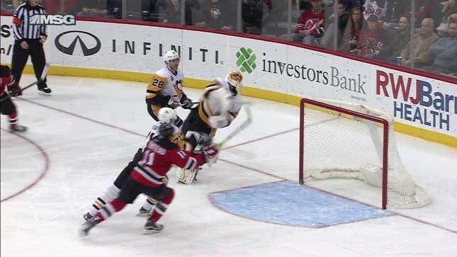 Marc-Andre Fleury Knocks One Out Of Midair