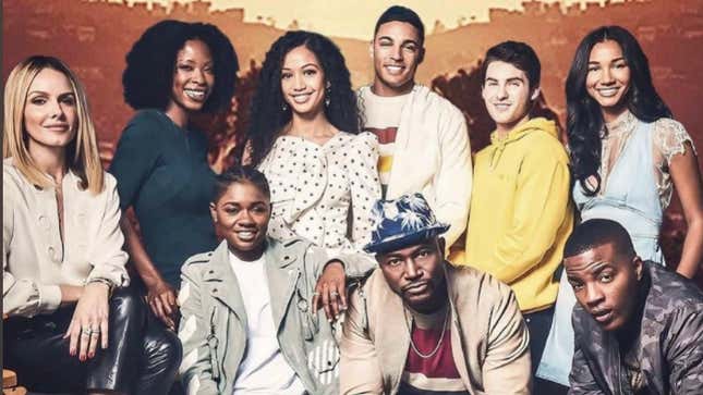 All American Cast (L-R): Monet Mazur, Karimah Westbrook, Bre-Z, Samantha Logan, Michael Evans Behling, Taye Diggs, Cody Christian, Greta Onieogou, and Daniel Ezra