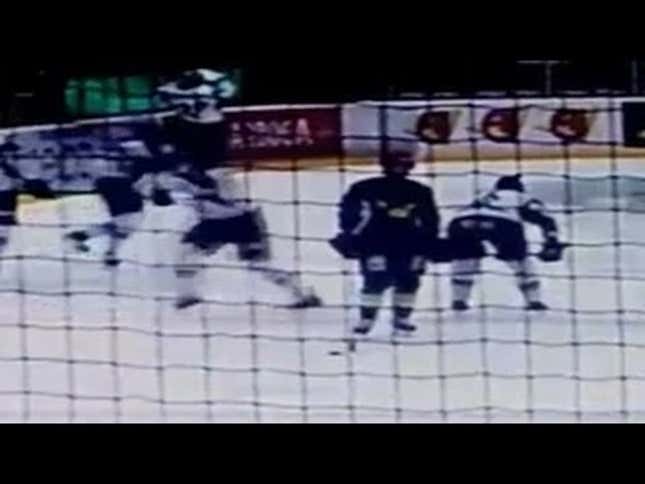 Bad Hockey Man Viciously Slashes Opponent During Warmups