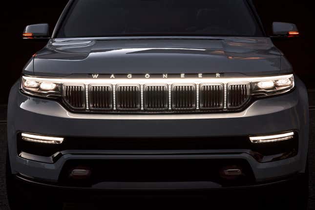 Image for article titled The New Jeep Grand Wagoneer Concept Has A Passenger-Side Screen And Loads Of Chrome